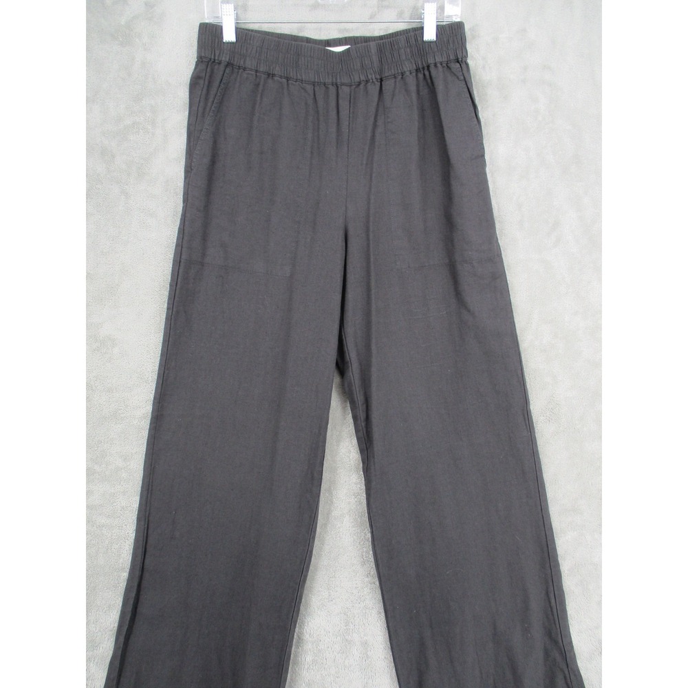 Michael Stars Pants Womens Medium Charcoal Linen Blend Wide Leg Pull On Pockets - Picture 3 of 11